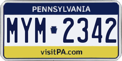 PA license plate MYM2342