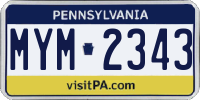 PA license plate MYM2343