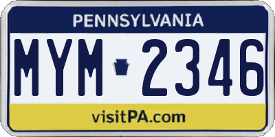 PA license plate MYM2346