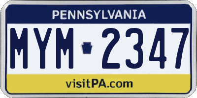 PA license plate MYM2347