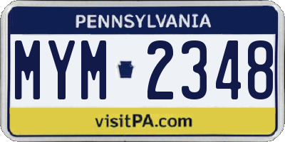PA license plate MYM2348