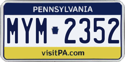 PA license plate MYM2352
