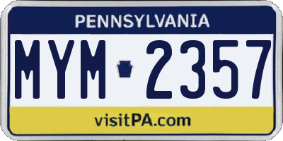 PA license plate MYM2357