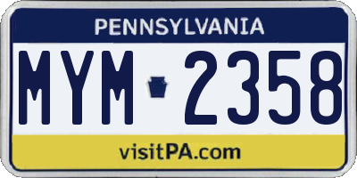 PA license plate MYM2358