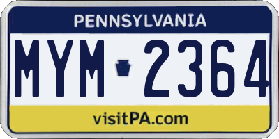 PA license plate MYM2364