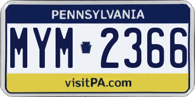 PA license plate MYM2366