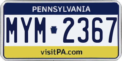PA license plate MYM2367
