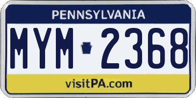 PA license plate MYM2368