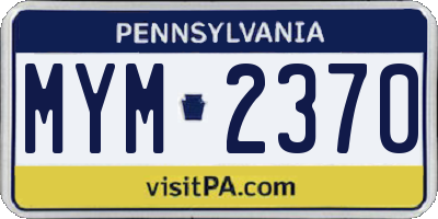 PA license plate MYM2370