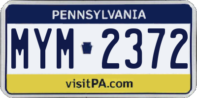 PA license plate MYM2372