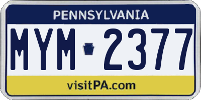 PA license plate MYM2377