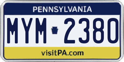 PA license plate MYM2380