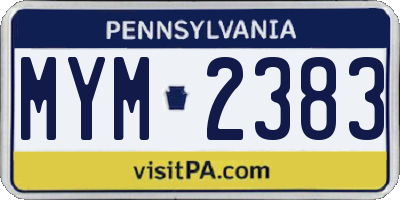 PA license plate MYM2383