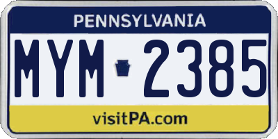 PA license plate MYM2385