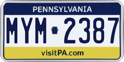 PA license plate MYM2387