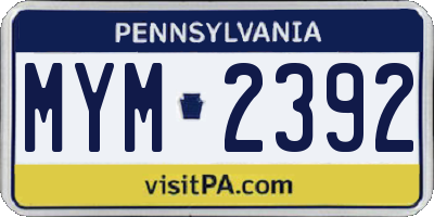 PA license plate MYM2392