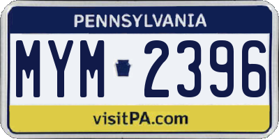 PA license plate MYM2396
