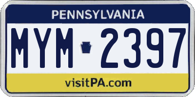 PA license plate MYM2397
