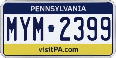 PA license plate MYM2399