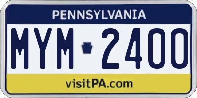PA license plate MYM2400