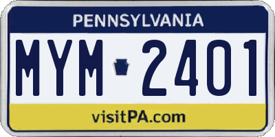 PA license plate MYM2401