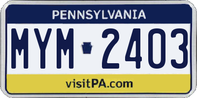 PA license plate MYM2403
