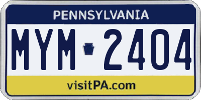 PA license plate MYM2404