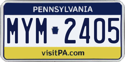PA license plate MYM2405