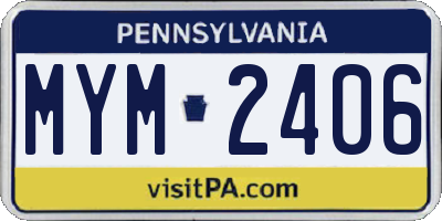 PA license plate MYM2406