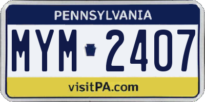 PA license plate MYM2407