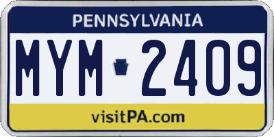 PA license plate MYM2409