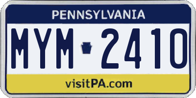 PA license plate MYM2410