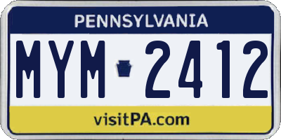 PA license plate MYM2412
