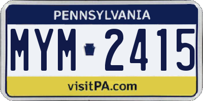 PA license plate MYM2415