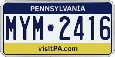 PA license plate MYM2416