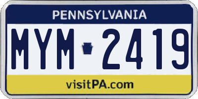 PA license plate MYM2419