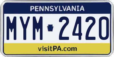 PA license plate MYM2420
