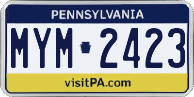 PA license plate MYM2423