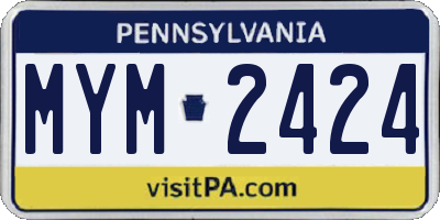 PA license plate MYM2424