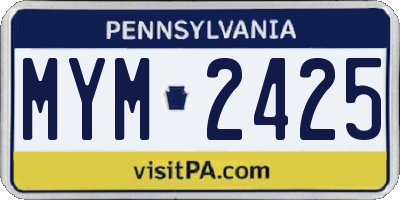 PA license plate MYM2425