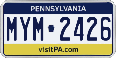 PA license plate MYM2426
