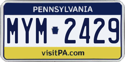 PA license plate MYM2429