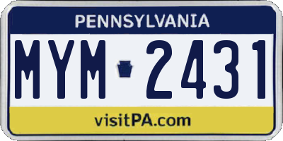 PA license plate MYM2431