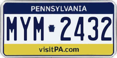 PA license plate MYM2432