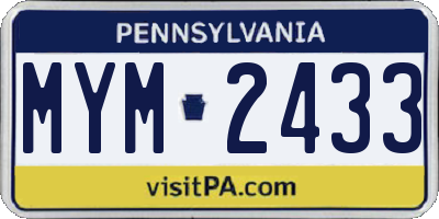 PA license plate MYM2433