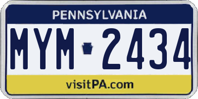 PA license plate MYM2434