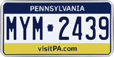 PA license plate MYM2439