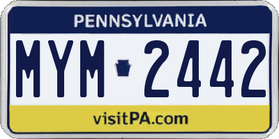 PA license plate MYM2442