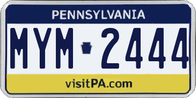 PA license plate MYM2444