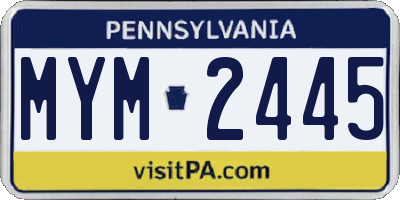PA license plate MYM2445